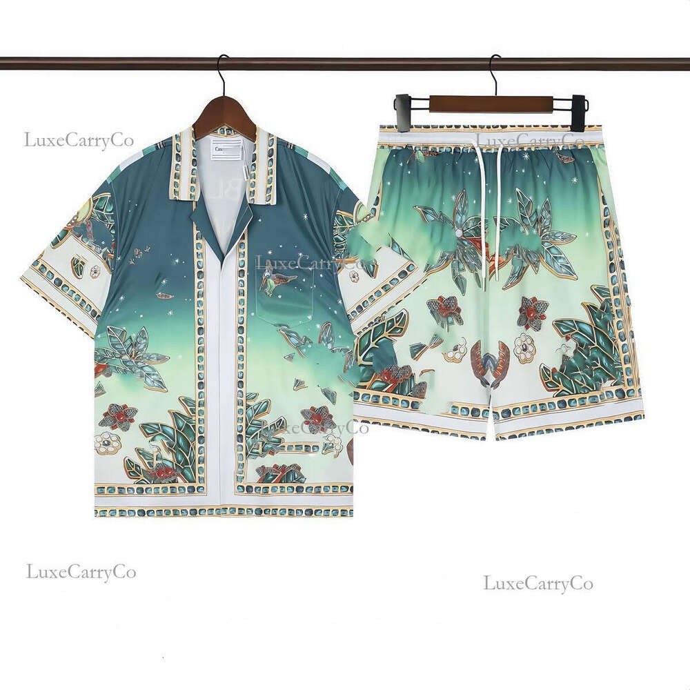 casablancaly shirt men Tracksuits Summer Designer casas shirt Printing Shorts Two Piece Sets men Polo Nack And Outfits Fashion Y2K Matching 2pcs Streetwear dbb