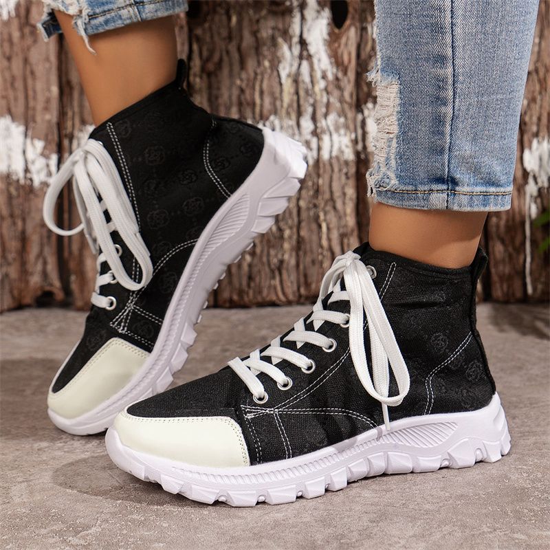 Designer Casual Free Shipping 2025 New Round Toe High Top Canvas Lace Up Shoes For Men Women