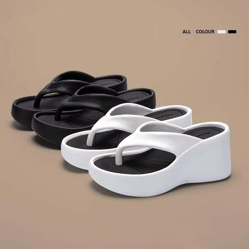 Women's Clip Toe Wedge Flip Flops 2024 Summer Chunky Platform Beach Sandals Woman Thick Sole High Heeled Eva Slippers Slides ddmythur