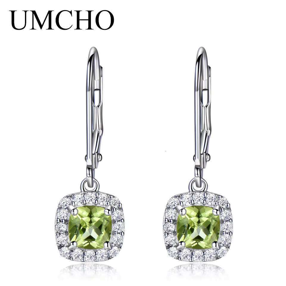 Fine Jewelry 925 Sterling Silver Dainty Earrings Geometric Shape Zircon Peridot Morganite Drop Earring