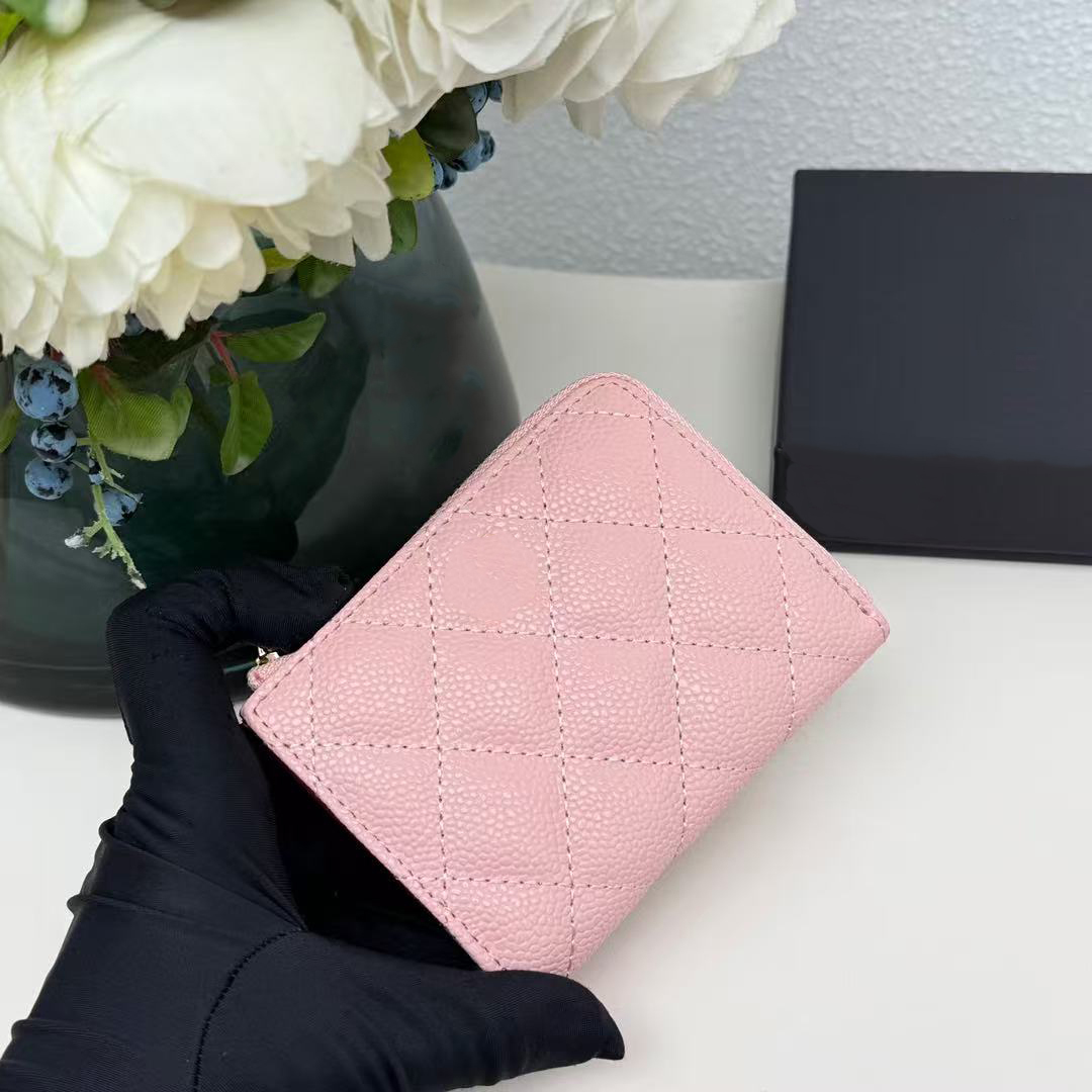 Fashion designer handbag card bag, women's classic leather luxury zipper new wallet, credit card mini coin fashion wallet.