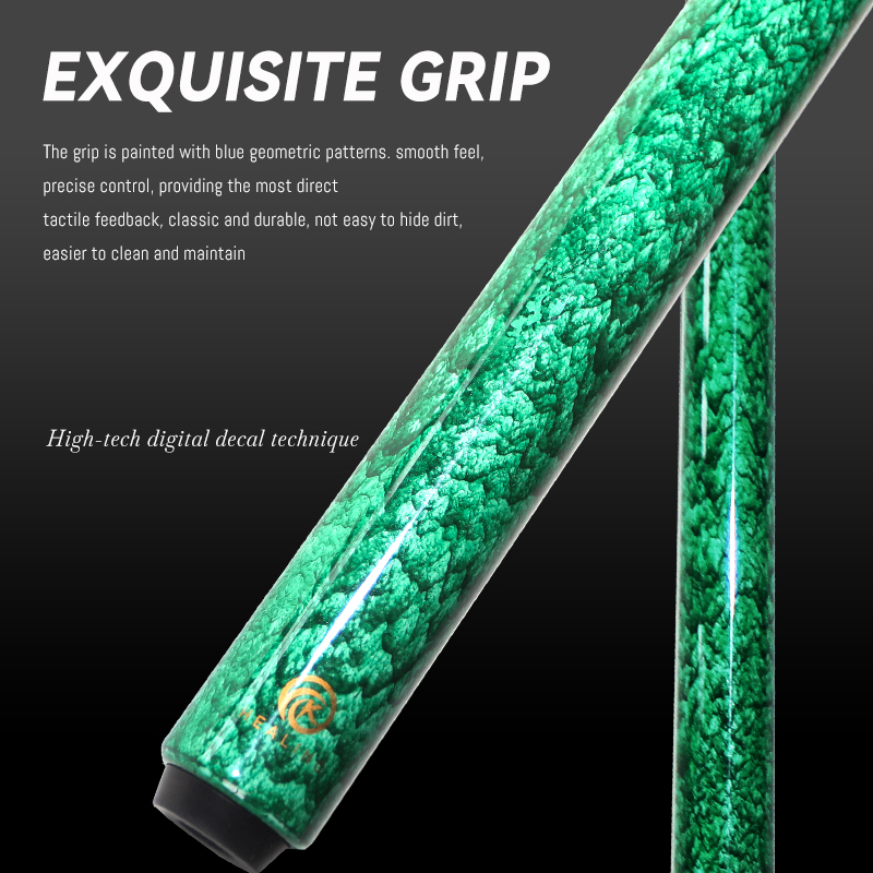 OKHEALING Quicksand Green 1/2 Split Billiard Cue Carbon Fiber Billiard Stick 12mm Pigskin Tip Radial Pin Joint Pool Cues Carbon Carom Cues Professiona