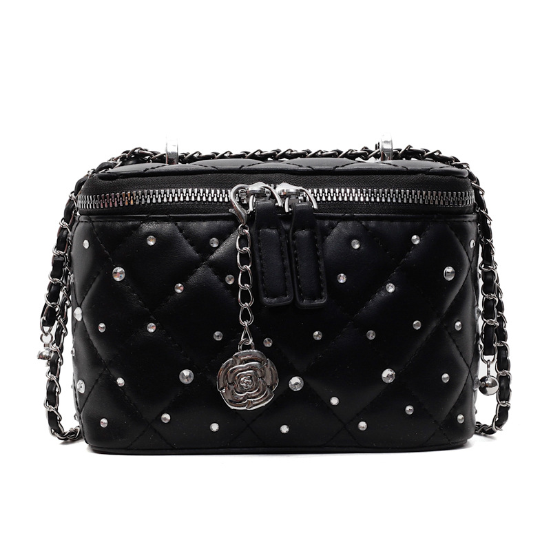 High end crossbody small square bag for women 2025 summer new style diamond grid chain simple single shoulder bag