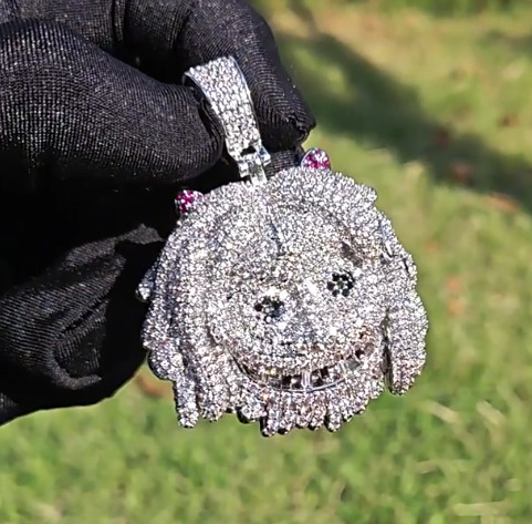 Luxury VVS Moissanite New Iced Out Full Iced Out Cute Cartoon Girl Head Pendant Necklace Hip Hop Unisex Simple Versatile Trendy Accessory Passes the d