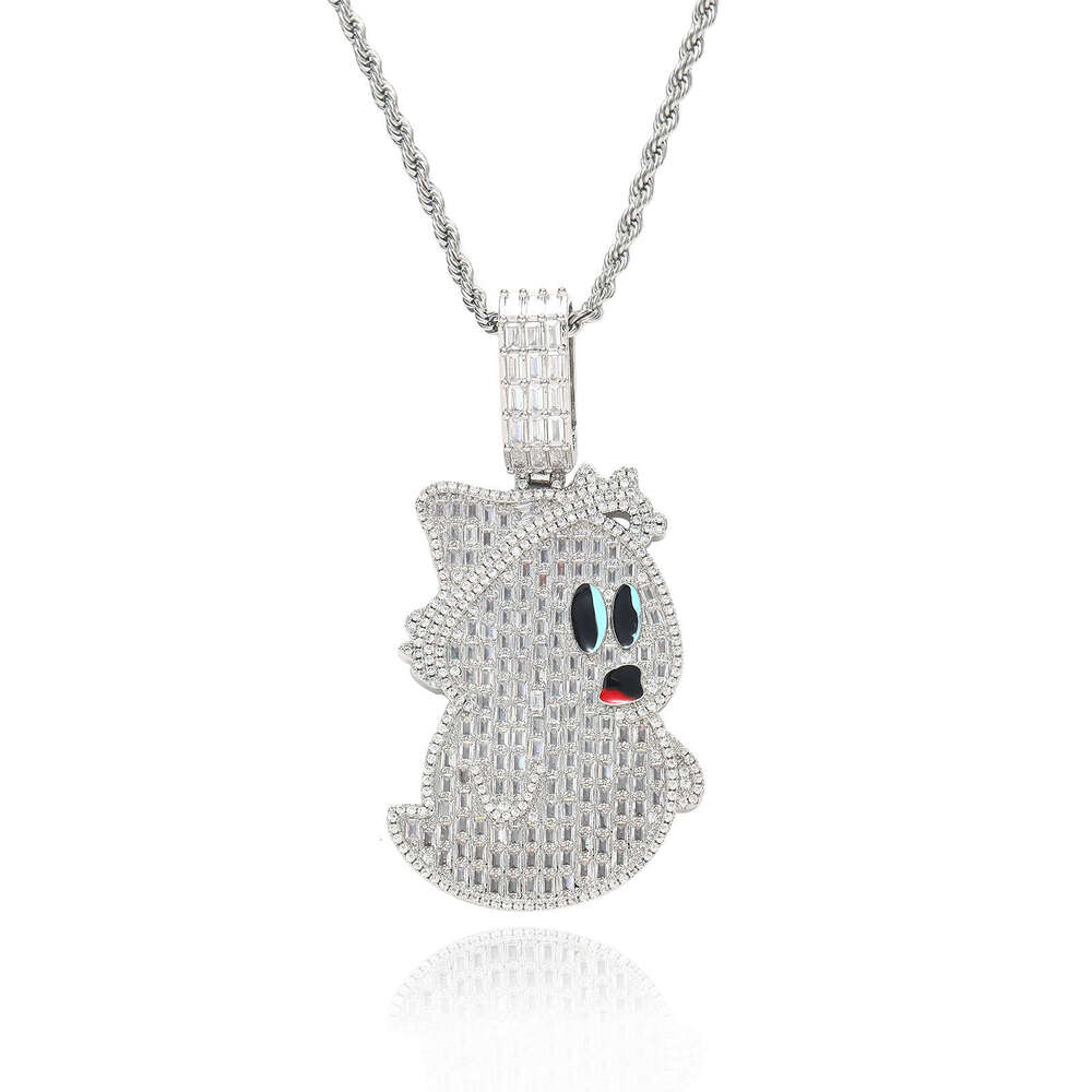New Cartoon Ghost Pendant T Cubic Zirconia Personality Full Dia Men's Hip-Hop Necklace Niche Accessories bb3a
