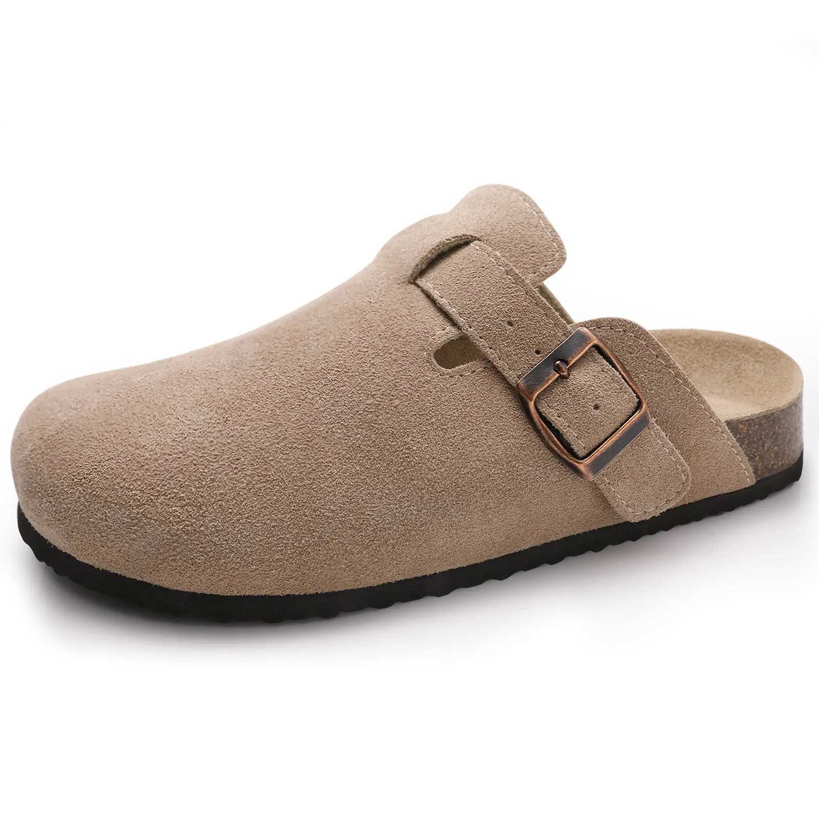 Crar Wens Cork Footbed Sandals Lady Fion Buckle Slip-On Slide Sandals Summer Comfortable Suede Shoes with Arch Support Y250626