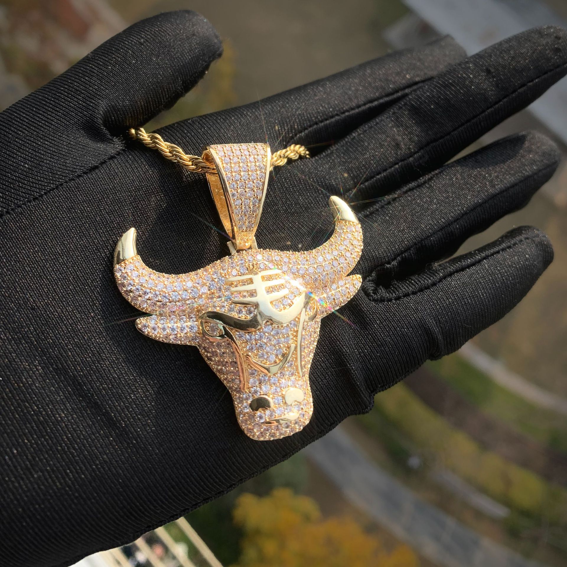 Hip Hop 3D Bull Head Pendant Iced Out VVS Moissanite Bling Trendy Jewelry Necklace Passes the Diamond Tester