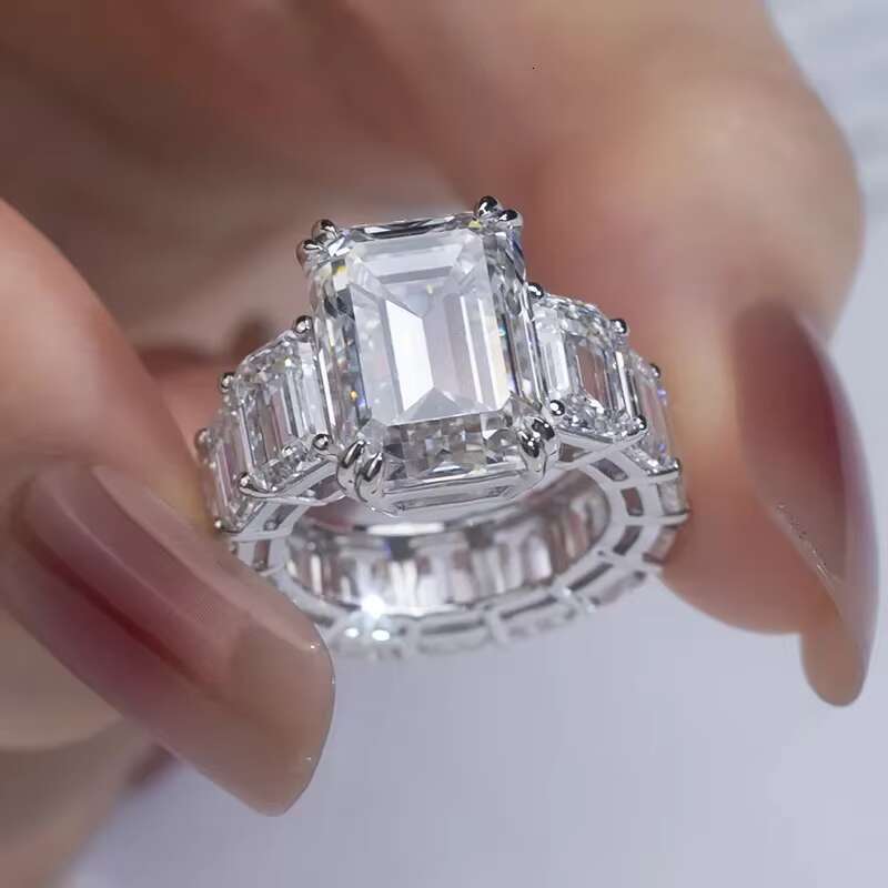 Vvs Lab Grown Diamond Wholesale Real 10k 14k 18k Solid Gold Moissanite Engagement Band Ring Iced Out Wedding Ring