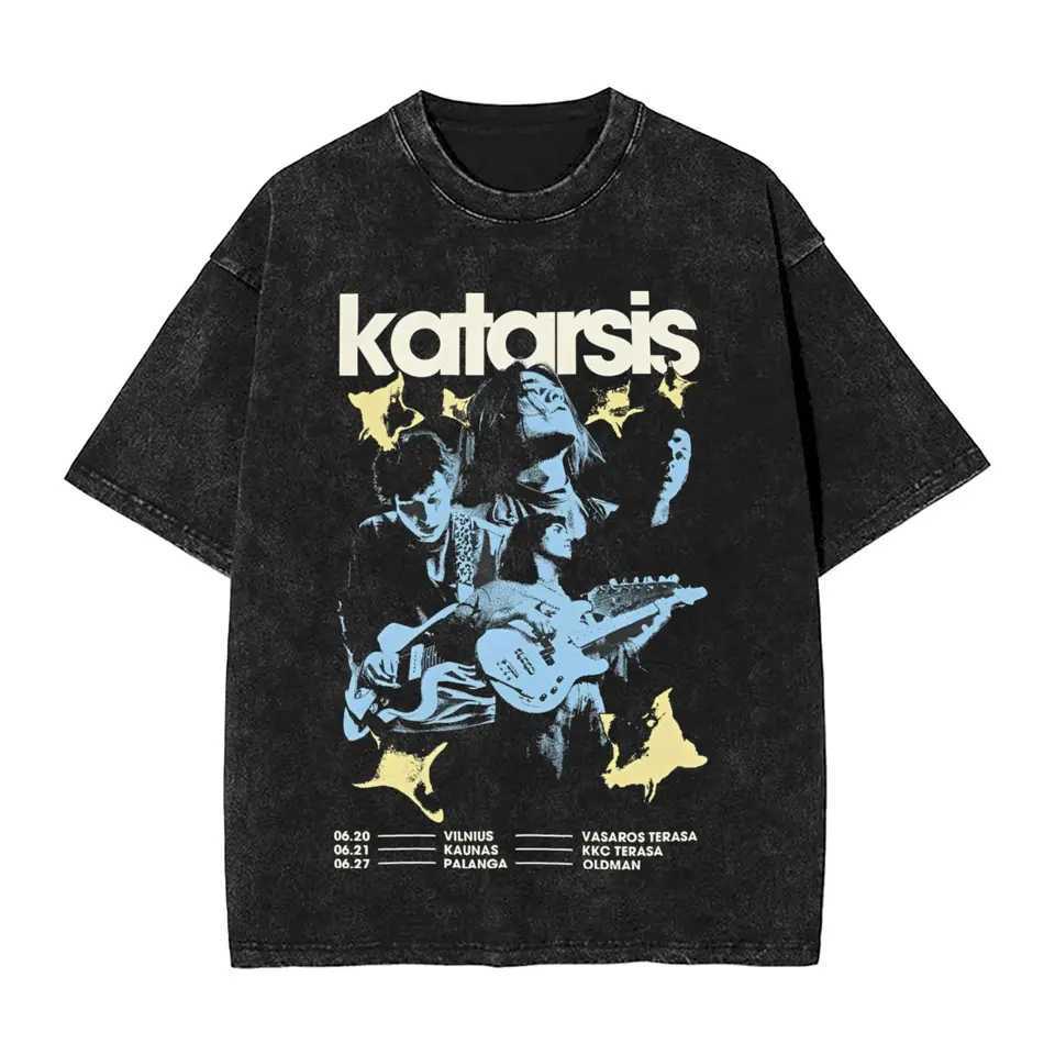 Katarsis band T Shirt Hip Hop Washed Cotton Oversize T-Shirts Fashion for Men Women Streetwear Summer Tee Shirt Z250624