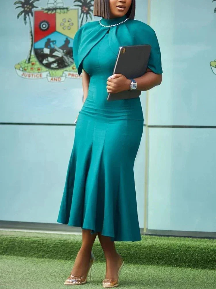 Elegant Church Dresses for Women Mermaid Cap Sleeves Office Ladies Modest Classy African Slim African Female Gowns Date Events250624