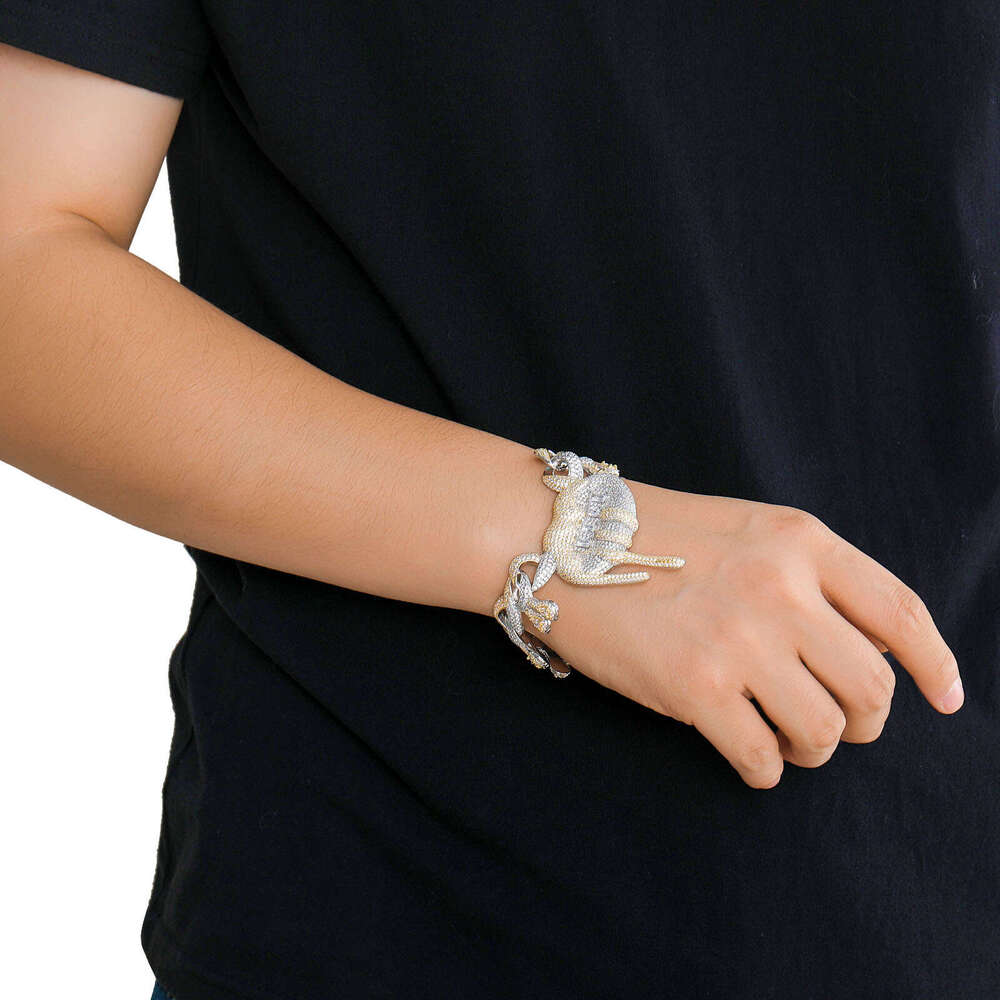 Lips Drooling Pendant Hip-Hop Exaggerated Two-Tone Figure-8 Infinite Chain Full Zircon Cuban Necklace 336f