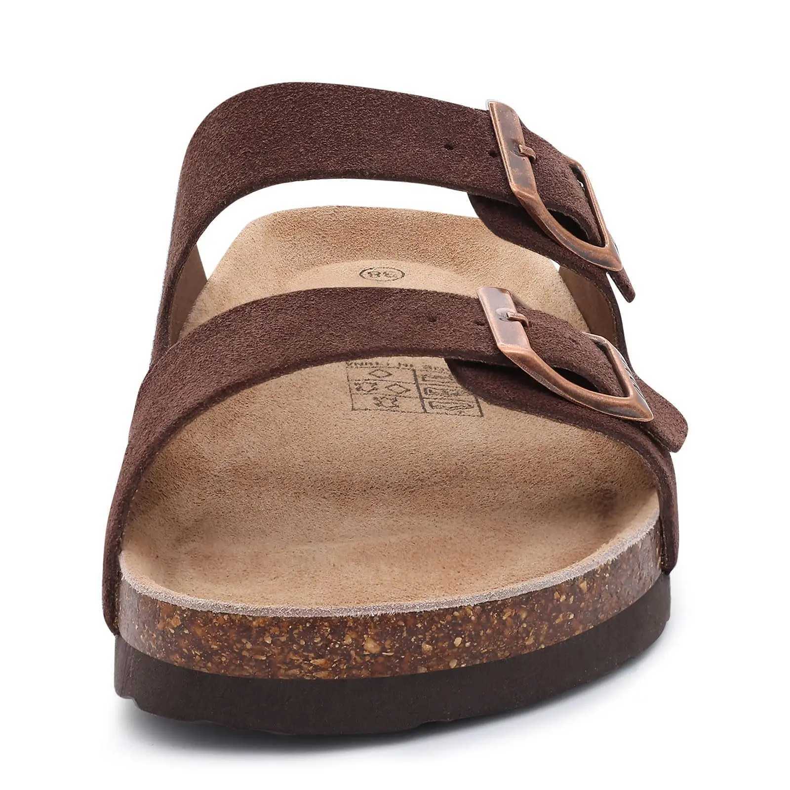 Eyriphy Wen Flat Sandals Cork Footbed Slides Fion Slippers with 2 Adjustable Straps Cfy Slides for Summer Vacation Daily Y250626