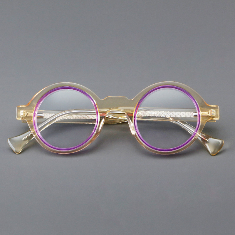 Foreign Trade Acetate Glasses Japanese Style Small Round Frame Colorful Mixed Retro Eyewear for Europe and America