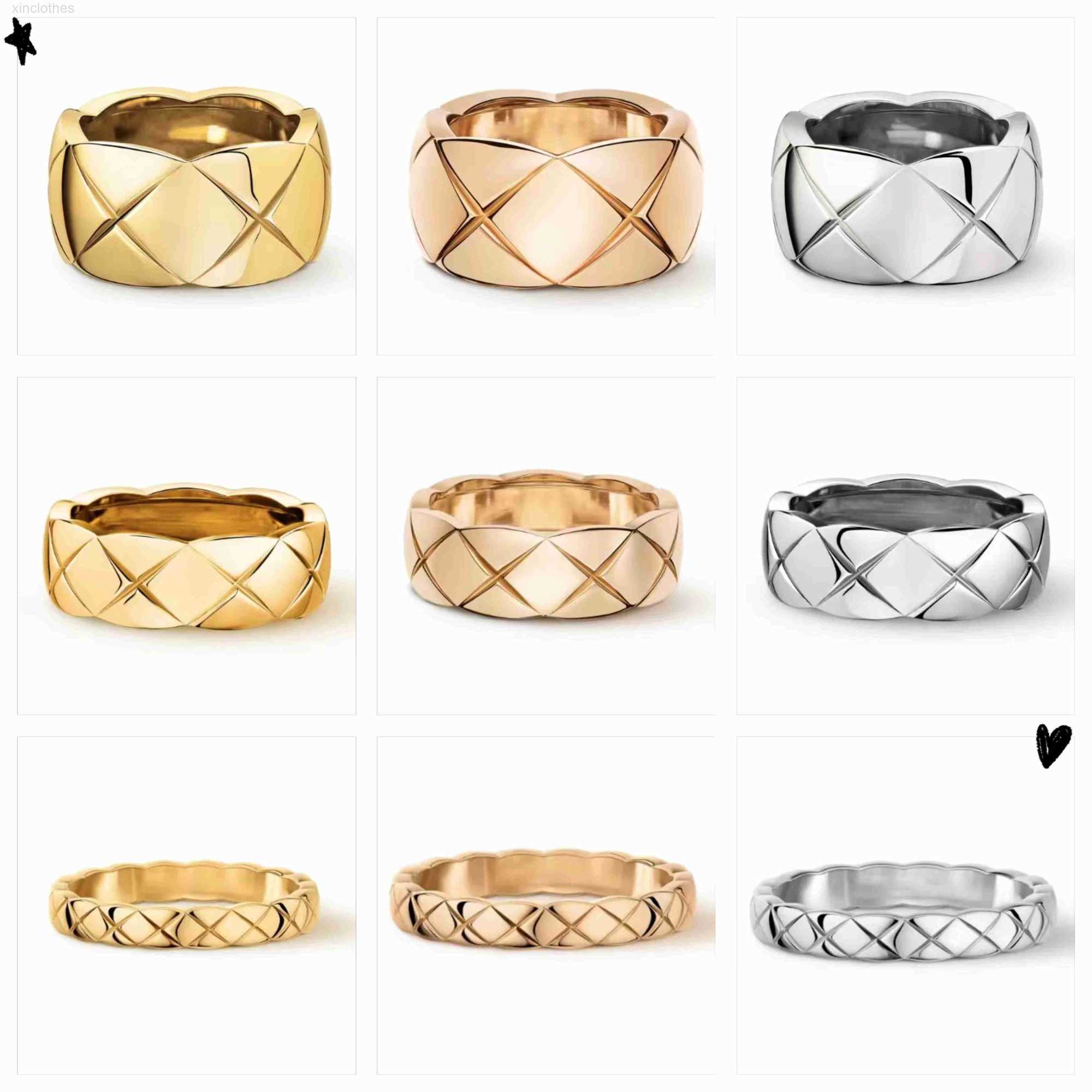 Designer High quality 925 Silver Crush Rings Gold Embossed Rhomboid Diamonds Ring Motif Quilted Pattern Lends Graphic Shapes Original Collection Never Fade Women J