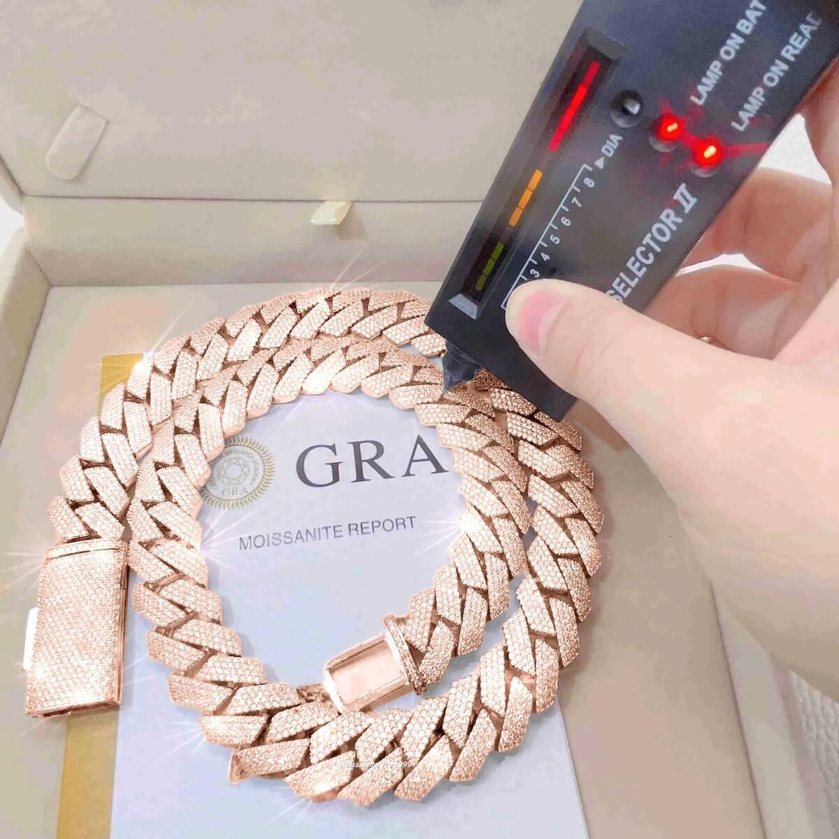 The high-quality 15mm Moissanite necklace with a hip-hop style and VVS light luxury quality is suitable for various occasions and has passed the test