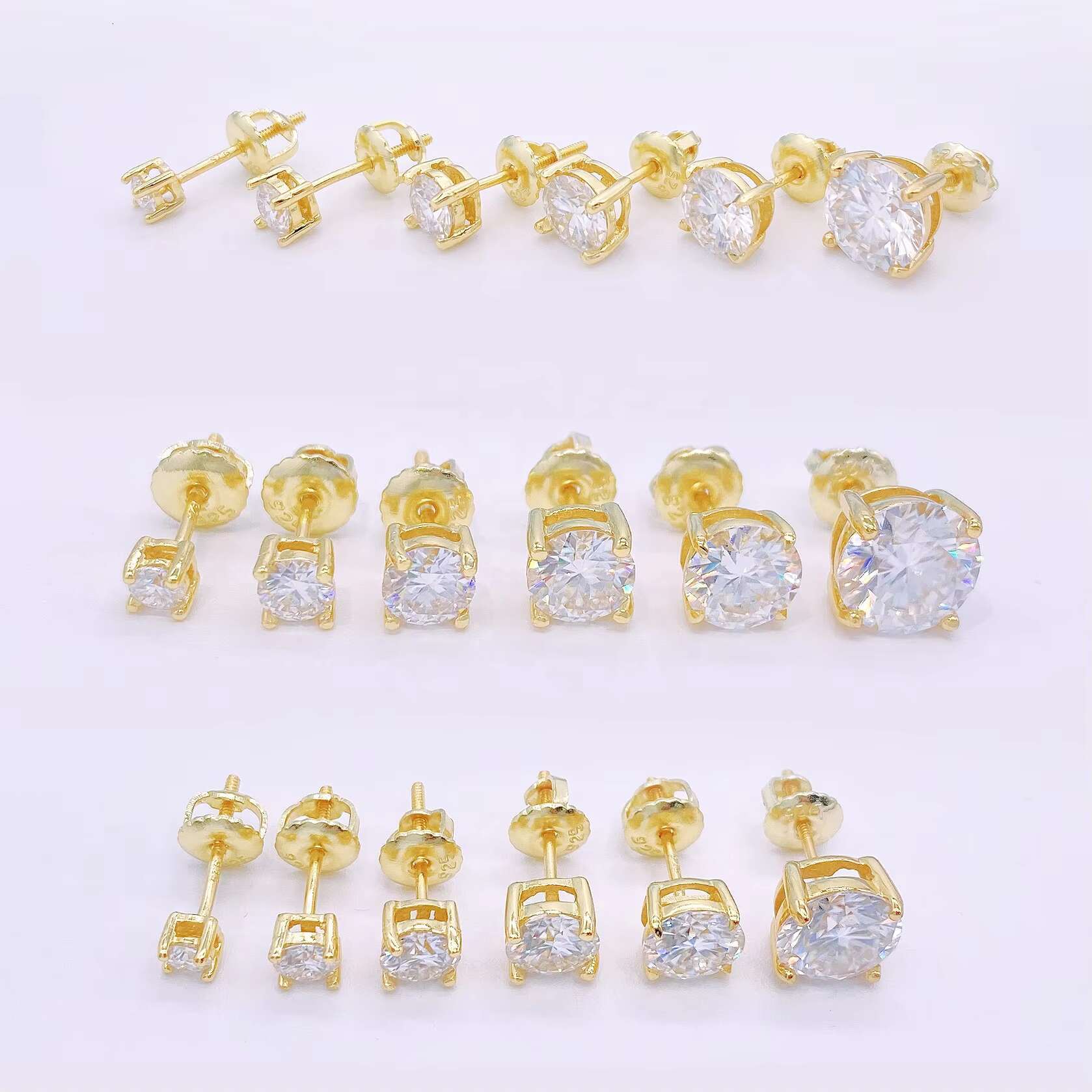 Hot Selling Top Quality Stud Earring Pass Diamond Tester Screw Back Hip Hop 10k 14k Solid Gold Earrings Moissanite Jewelry