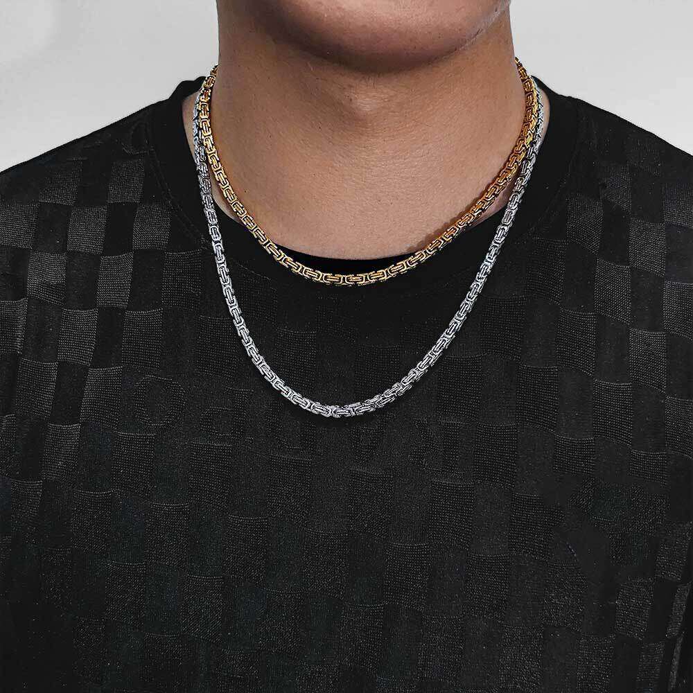 Hip Hop 4mm Stainless Emperor Chain Men's Necklace Titanium Steel Jewelry Personality Gold Bracelet Accessories 4767