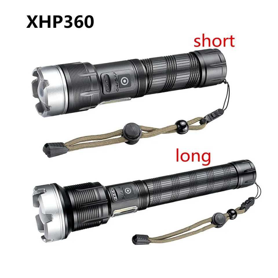 8000000LM XHP360+COB Powerful LED Flashlight Aluminum Torch With USB Charging Long Range Camping Zoom Lanterns W250701