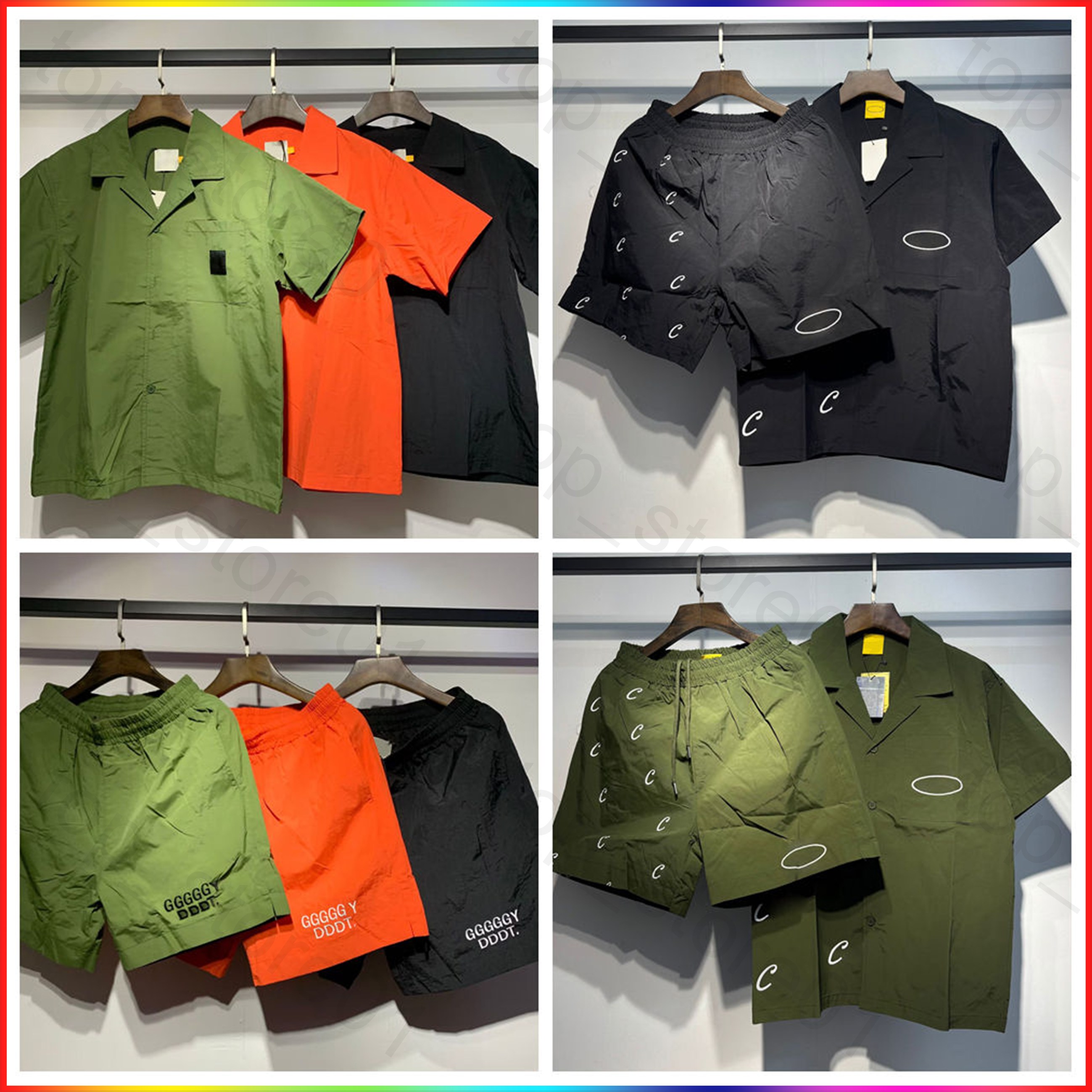 Designer Shorts Mens Button Shirts 2025 Demon Shorts Set Polar Style Summer Embroidered Light Thin Breathable Nylon Quick Drying Shirt Luxury Beach Swim Shorts