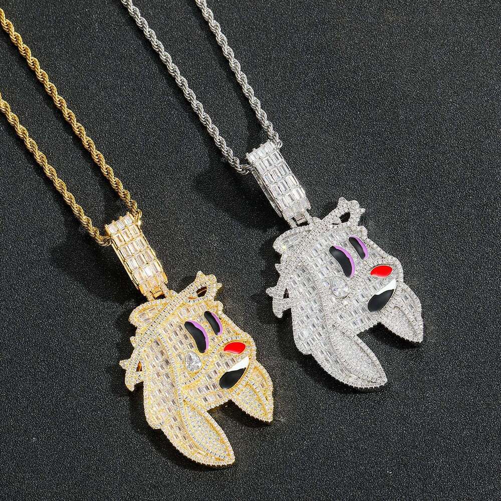 Meisa New Cartoon Rabbit Pendant Personality Trend Men's Micro-Paved T-Cubic Zirconia Hip-Hop Necklace fe42