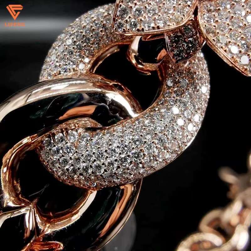Lifeng Jewelry Custom Vvs Moissanite Cuban Link Chain 925 Sterling Silver Cross Infinity Rose Gold Plated Flower Necklace