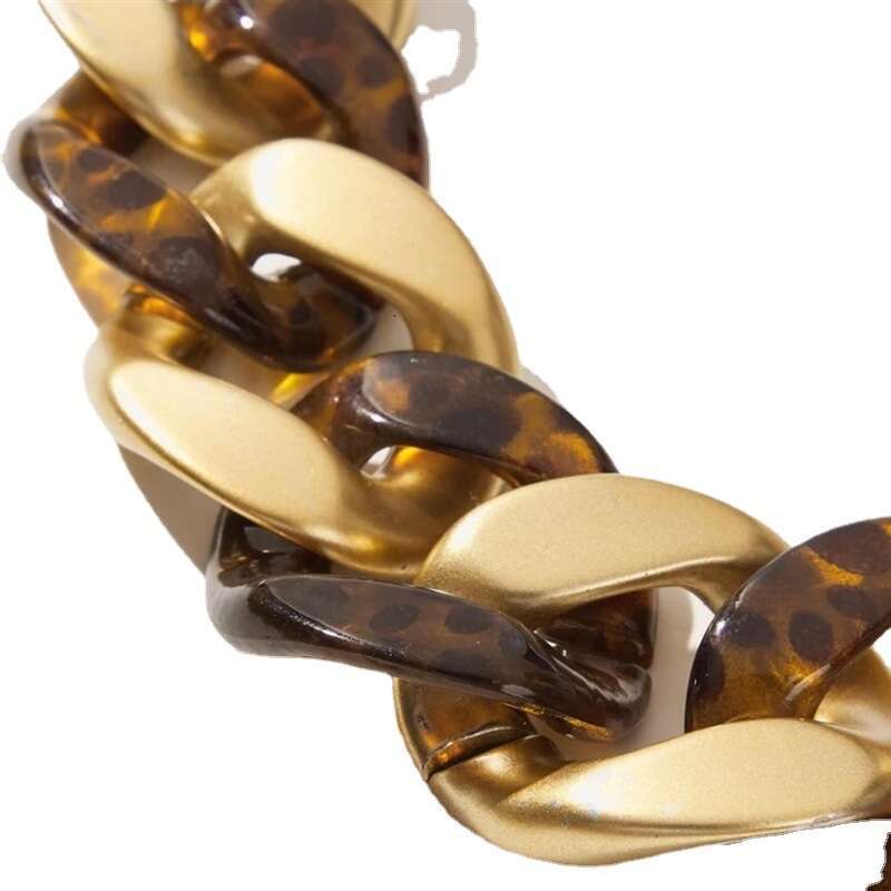 DHCollections Bold Leopard Print Acrylic Chain Earrings Lightweight Statement Dangle Earrings for Women