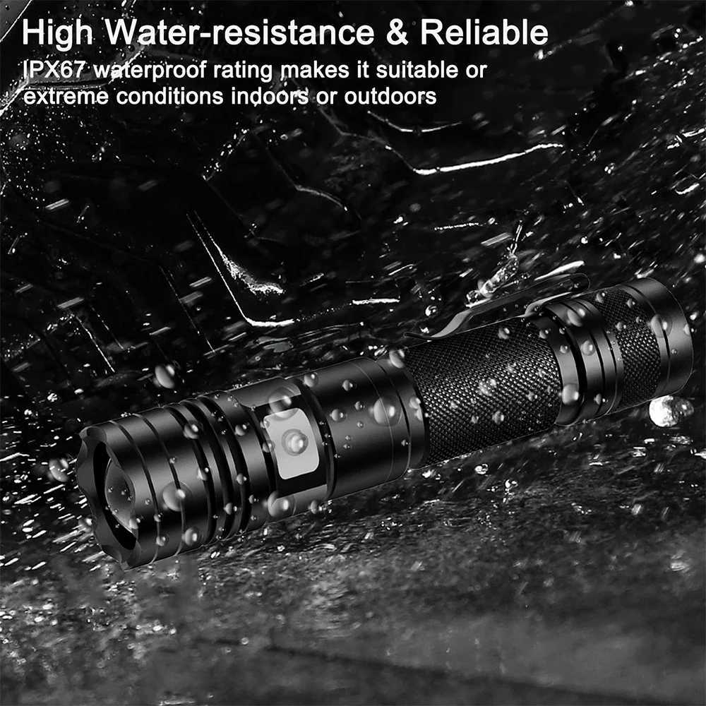 Powerful LED Flashlight Portable Hand Lantern Waterproof 5 Modes Zoom Torchlight Super Bright Torch USB Rechargeable Emergency W250701