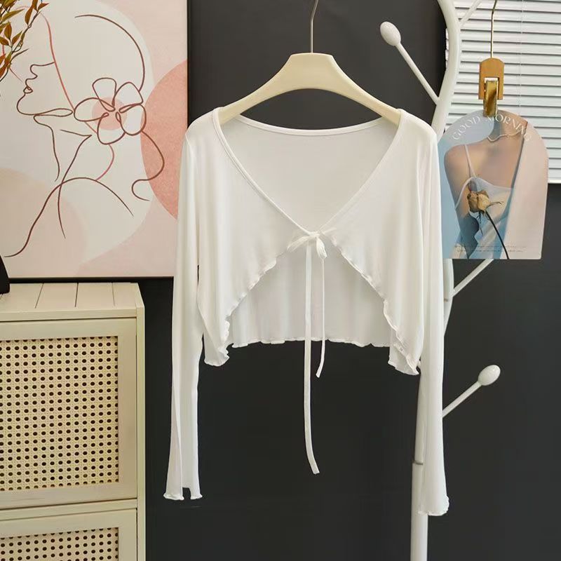 K1140 Large size shawl sunscreen women's wear fat outer wear suspender skirt waistcoat ruffled edge cardigan small jacket