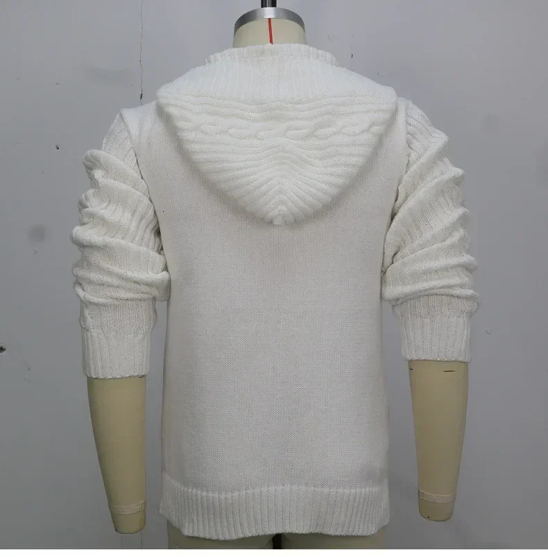 Men Cardigan Sweaters Hooded Coat Full Sleeve Solid Coats Casual Loose Outerwear Splice Open Stitch Autumn Winter 250624