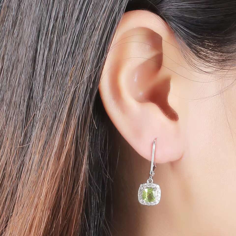 Fine Jewelry 925 Sterling Silver Dainty Earrings Geometric Shape Zircon Peridot Morganite Drop Earring