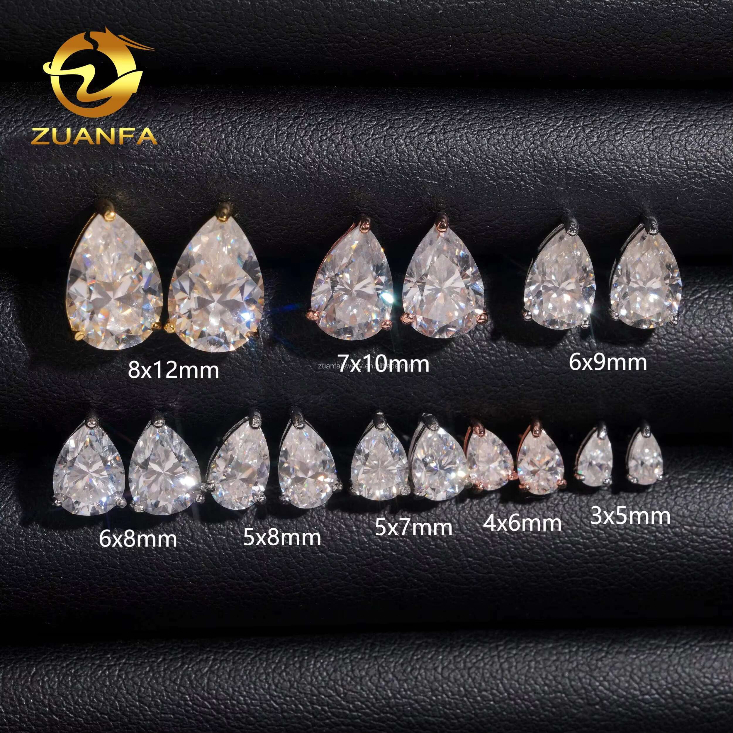 GRA Certificate Pear Cut 3prongs 925 Silver Jewelry Ear Studs Unisex Custom VVS D Moissanite Screw Back Stud Earrings