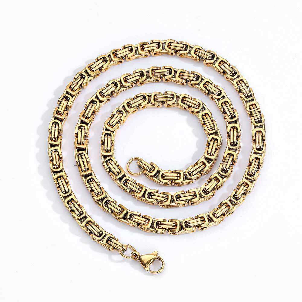Hip Hop 4mm Stainless Emperor Chain Men's Necklace Titanium Steel Jewelry Personality Gold Bracelet Accessories 4767