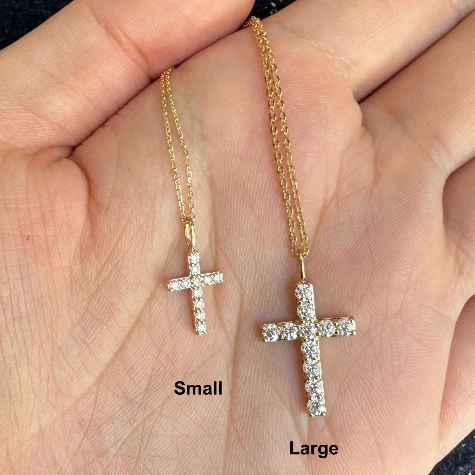 Cross Necklace Solid 10K Gold Moissanite Diamond Cross Pendant Religious Necklace Minimalist Necklace