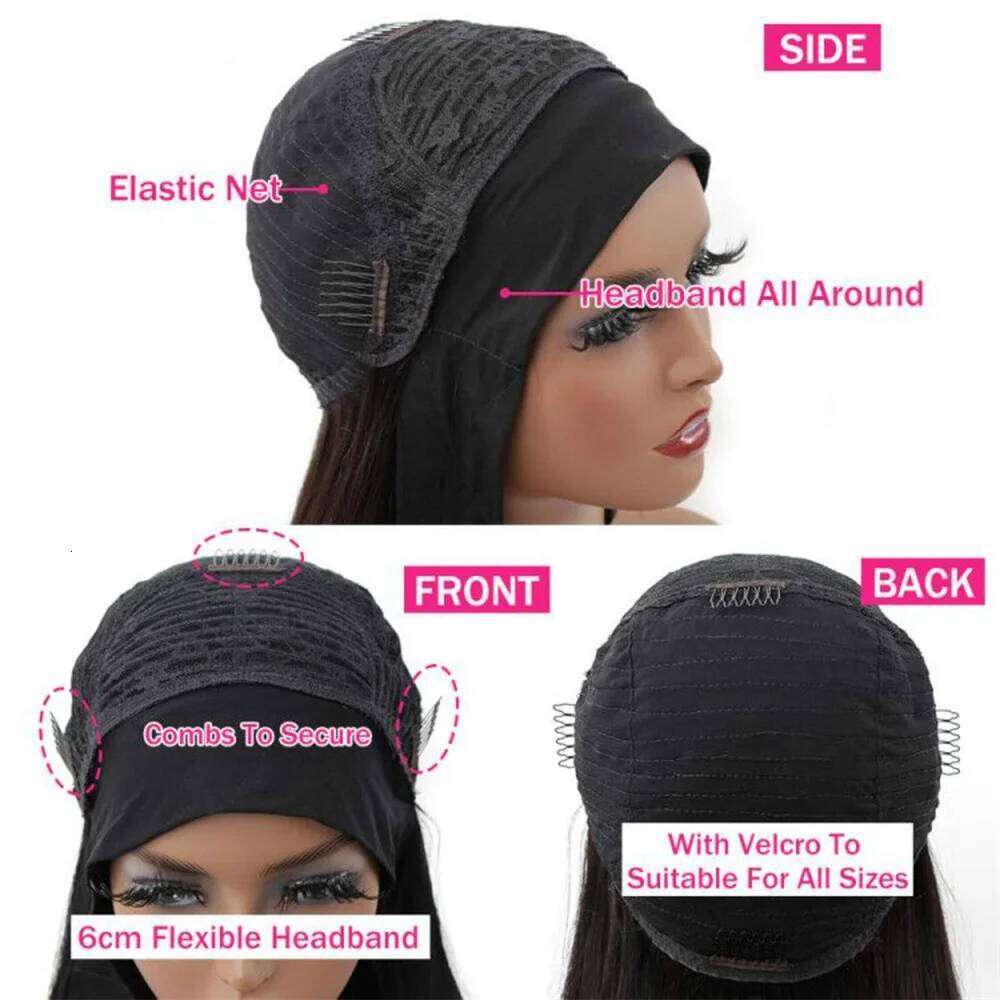 Body Wave Human Wigs 180 Density Remy Indian Hair hine Made Wavy Headband Wig 12-24 Inches For Black Women