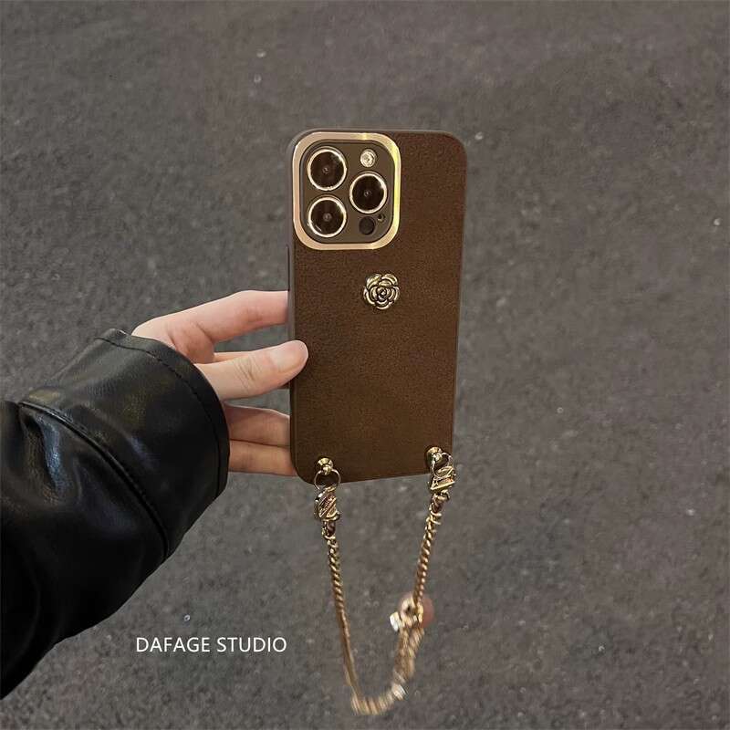 Lanjia- Camellia Golden Ball Suitable For Apple 15 Pro Max Phone Case 12 13 Women Iphone 14 Crossbody 11 Trendy 3127A