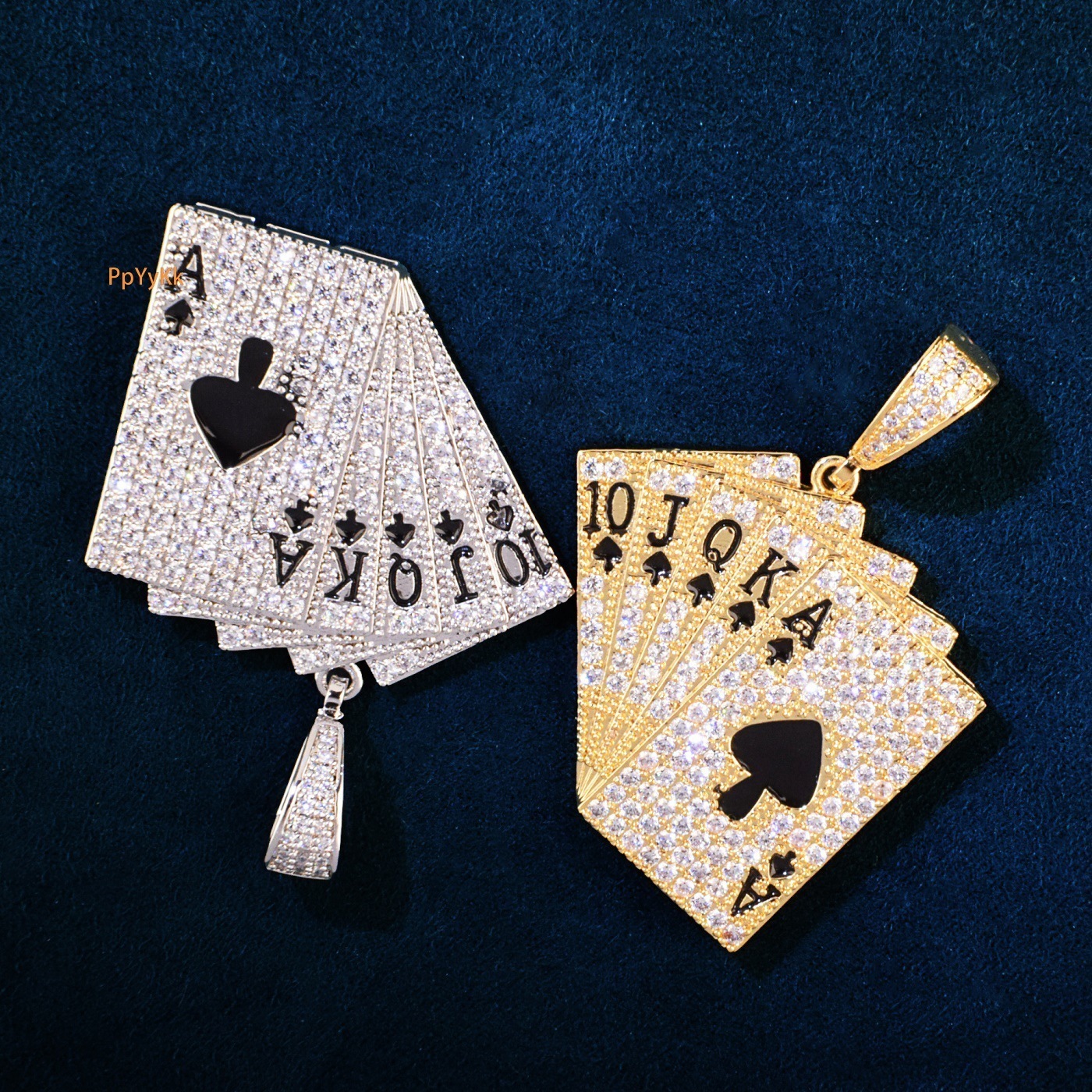 VVS Moissanite Iced Out Poker Card Pendant Hip Hop Black Spade A Badass Men's Jewelry Niche Trendy Accessory Passes the Diamond Tester