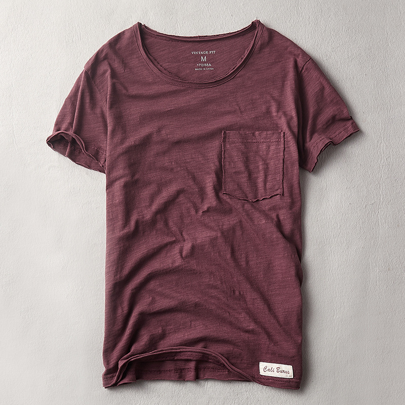 Minimalist Casual Mens Summer New Bamboo Cotton Mens T-Shirt Thin Cotton Solid Color Short Sleeve T-Shirt 210726
