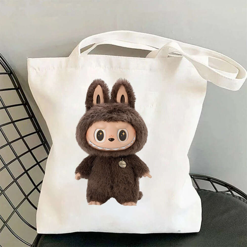Free shipping Cute Labubu Canvas College Students Ins Fashion Single Shoulder for Women Large Capacity Crossbody Bag