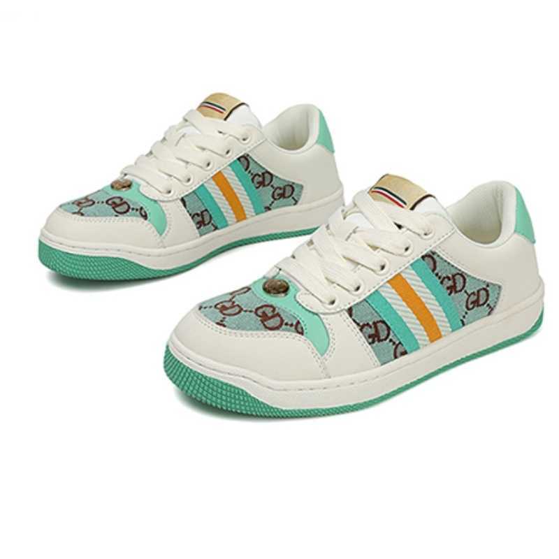 2025 G Designer Stripe Shoes Fashion Dirty Leather Lace-up Tennis Shoe Fabric Low Top Canvas Sports Casual Men Women Screener Sneaker