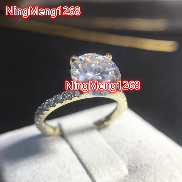 Fine Jewelry in 14K Yellow Gold Round Cut 2ct Moissanite Diamond Stone Solitaire Wedding Engagement Rings