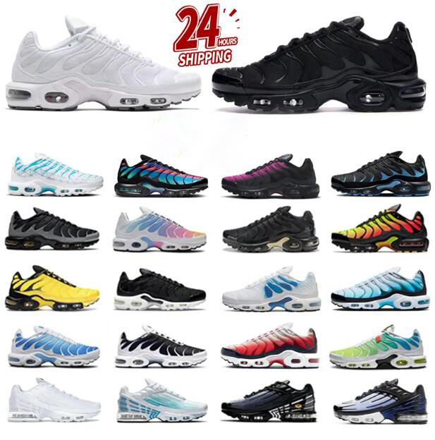 Tn Plus 3 Running Shoes Men Women Triple White Black Sky Blue Gradient Dusk Unity tns Plus Tennis Breathable Mens Trainers tnss outdoor Sports Sneakers Size 36-46