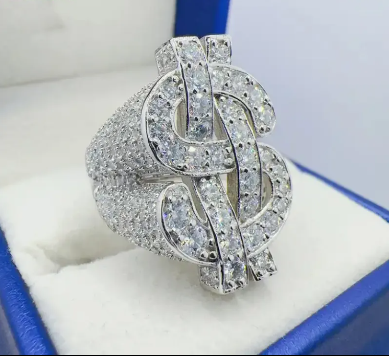 Pass Diamond Tester Dollar Rings 925 Silver Hip Hop Moissanite Men Ring