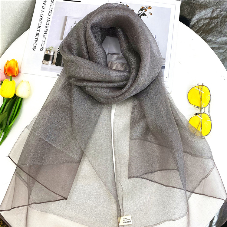 K1138 Double layer organza silk scarf silk wool scarf dress wedding dress cheongsam shawl long scarf autumn and winter women's