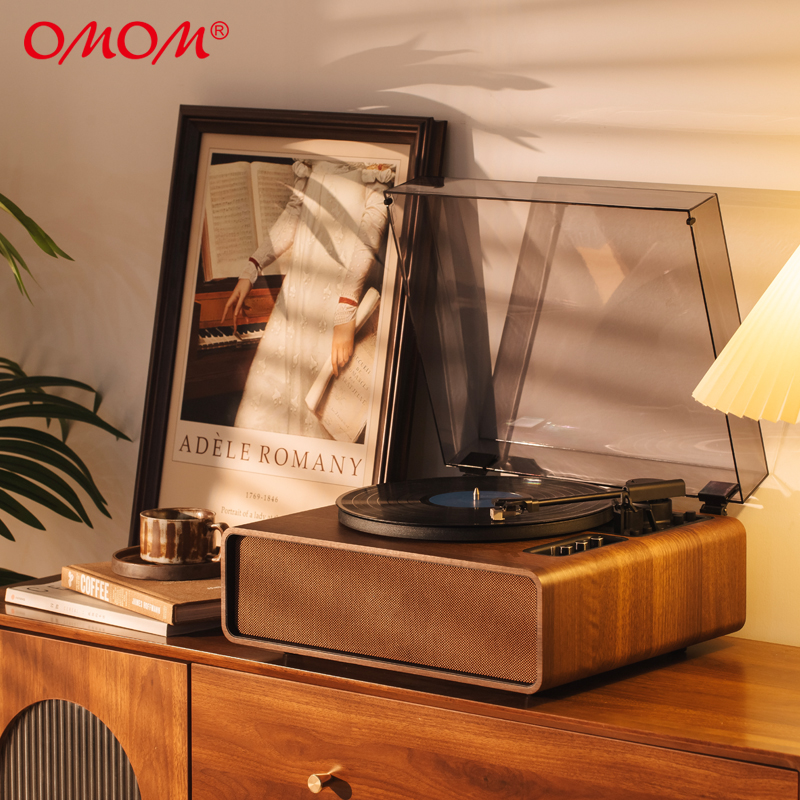 retro phonograph gramophone vinyl record player Classic turntable playback Built-in Stereo Speaker 33/45 RPM BT in and out function AUX-in RCA line-ou