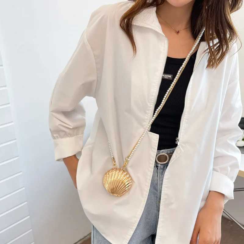 2025 New Summer Lipstick Bags for Women Fi Pearl Mini Purse Crossbody Bag High Quality Gold Shell Bag Designer Shoulder Bag Y250626