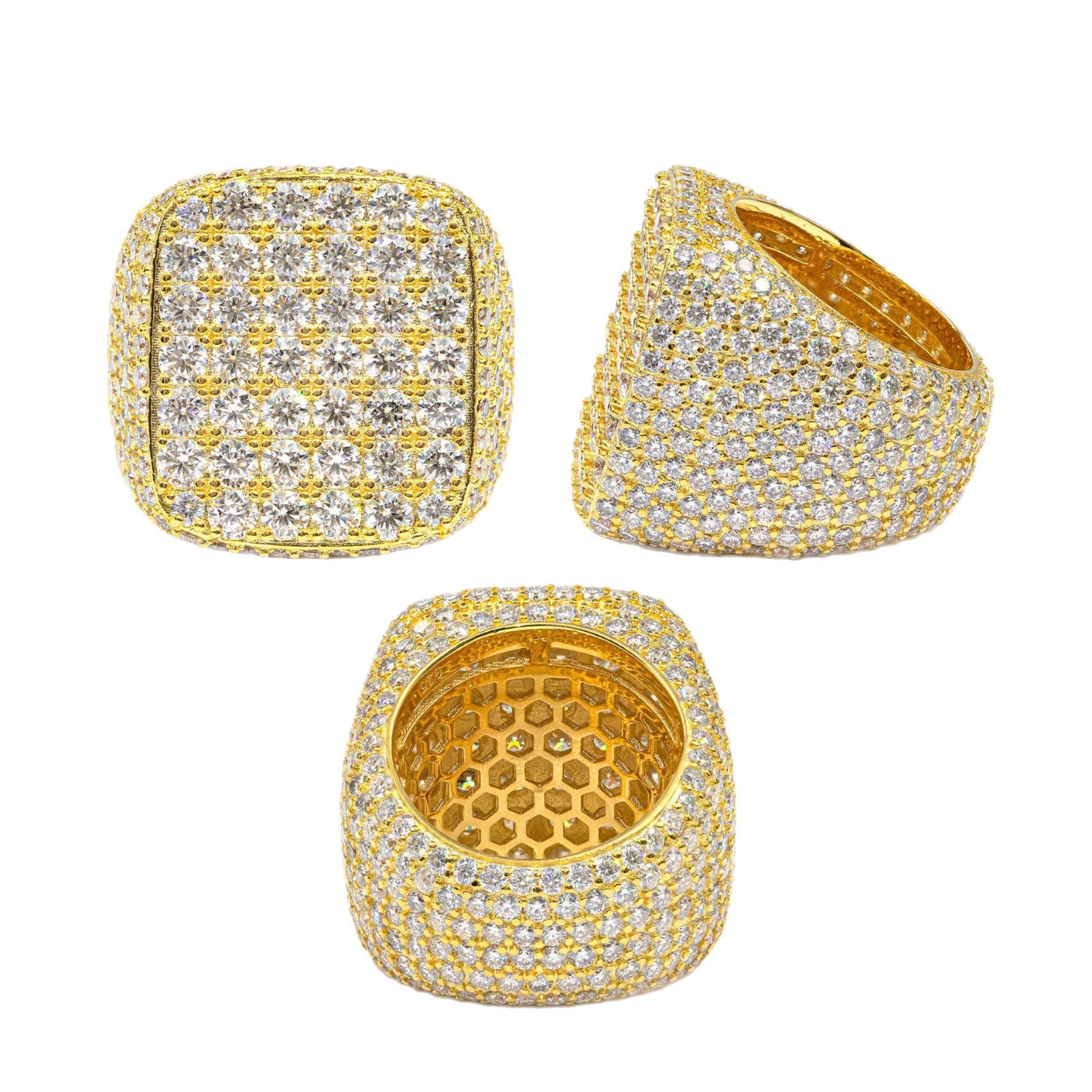 Hip Hop Style 925 Silver Rings Pass the Diamond Test Round Moissanite Iced Out Ring for Men