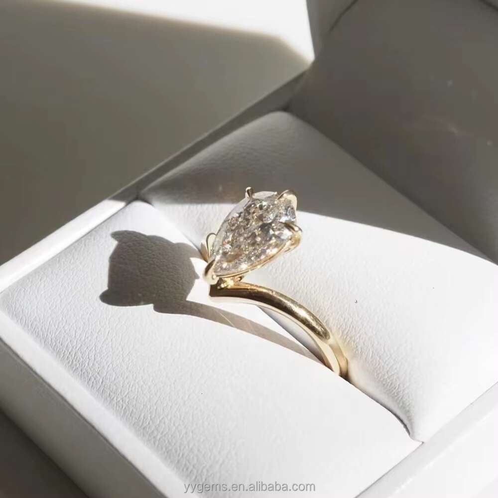 Custom Crafted Platinum 4.0CT Pear Drop Moissanite PT950 Low Set Engagement Ring Fine Jewelry Women Fine Rings