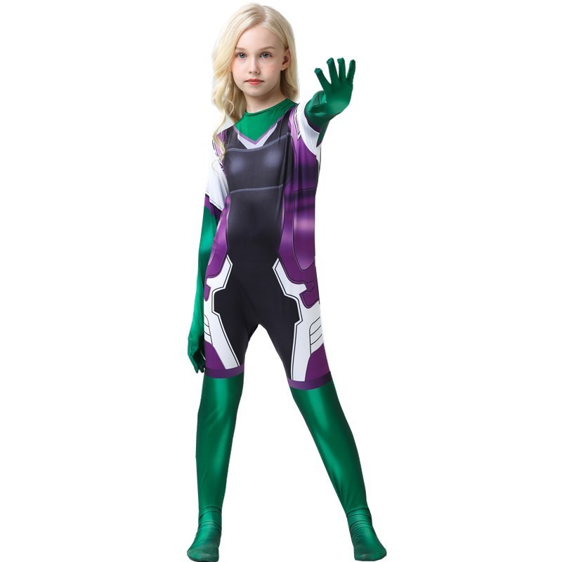 Children's performance costumes, animation games, role-playing costumes, green giant COS girl Hercules hero role costumes.
