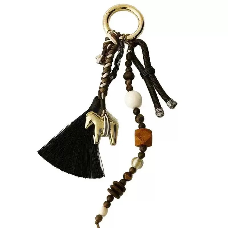 INS Blogger Favorite Horse Sculpture Keychain Pendant - Handwoven Minimalist n Bag Chain M213 250618
