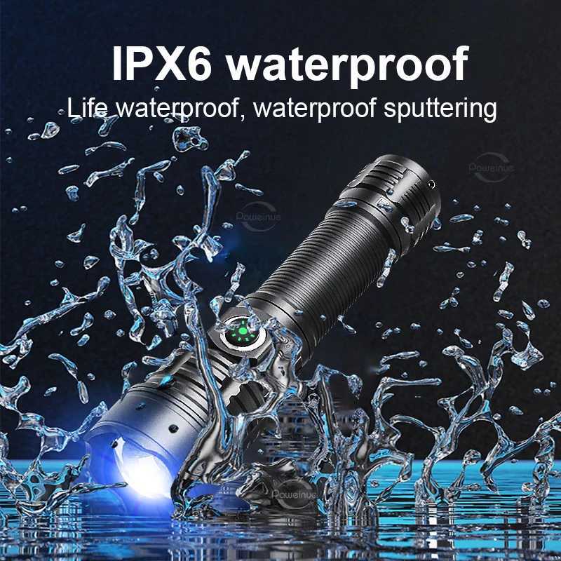 10000LM LED Flashlight Military Tactical Flashlight Long Range 3000M Ultra Powerful LED Torch Rechargeable Army Tactical Lantern W250701